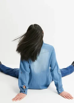 Chemise en jean avec boutons-pression, manches longues