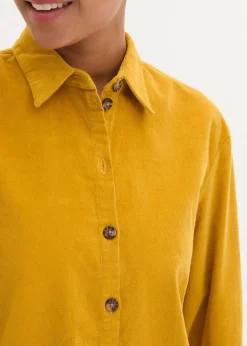 Chemise en velours côtelé avec fentes sur le côté