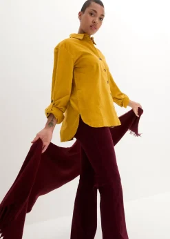 Chemise en velours côtelé avec fentes sur le côté