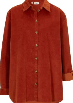 Chemise en velours côtelé avec fentes sur le côté