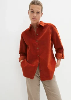 Chemise en velours côtelé avec fentes sur le côté