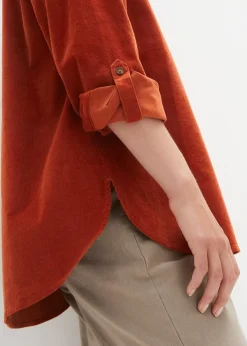 Chemise en velours côtelé avec fentes sur le côté