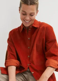 Chemise en velours côtelé avec fentes sur le côté