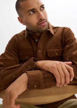 Chemise en velours côtelé de coton extensible