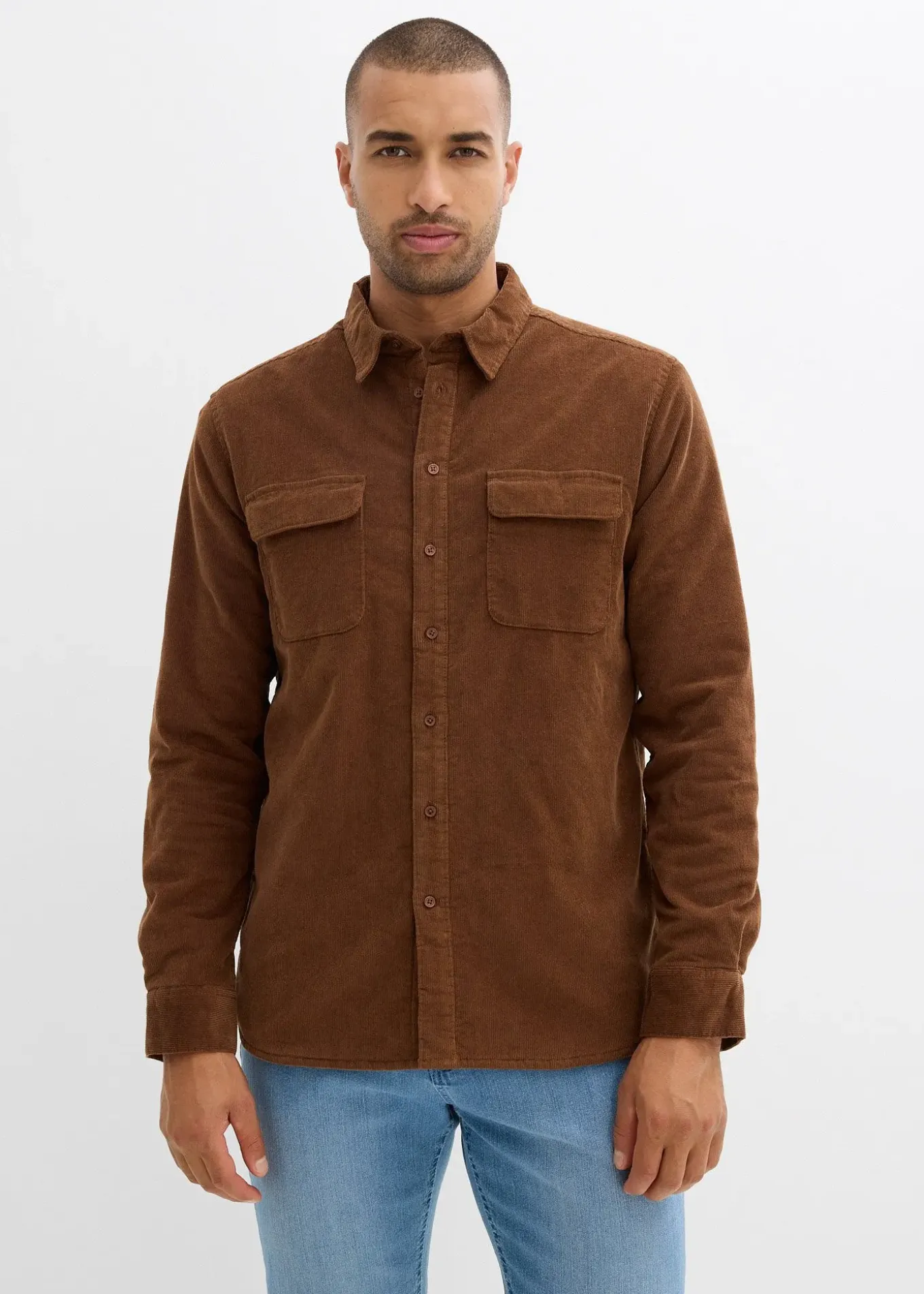 Chemise en velours côtelé extensible avec doublure polaire