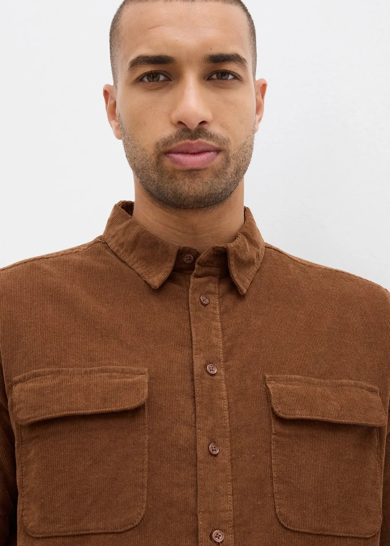 Chemise en velours côtelé extensible avec doublure polaire