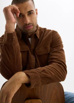 Chemise en velours côtelé extensible avec doublure polaire