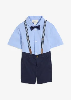 Chemise manche courtes, bermuda chino, bretelles et nœud papillon (ens. 4 pces)