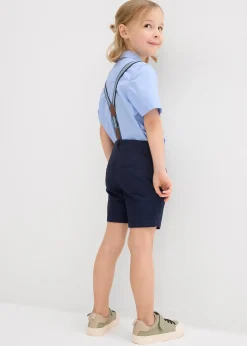 Chemise manche courtes, bermuda chino, bretelles et nœud papillon (ens. 4 pces)