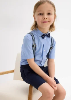 Chemise manche courtes, bermuda chino, bretelles et nœud papillon (ens. 4 pces)
