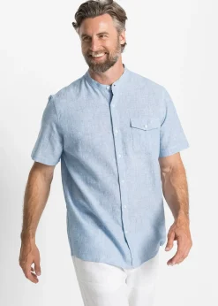 Chemise manches courtes aérienne en lin mélangé