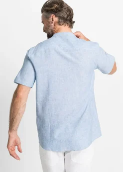 Chemise manches courtes aérienne en lin mélangé