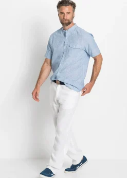 Chemise manches courtes aérienne en lin mélangé