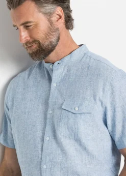 Chemise manches courtes aérienne en lin mélangé