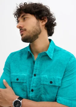 Chemise manches courtes aspect délavé