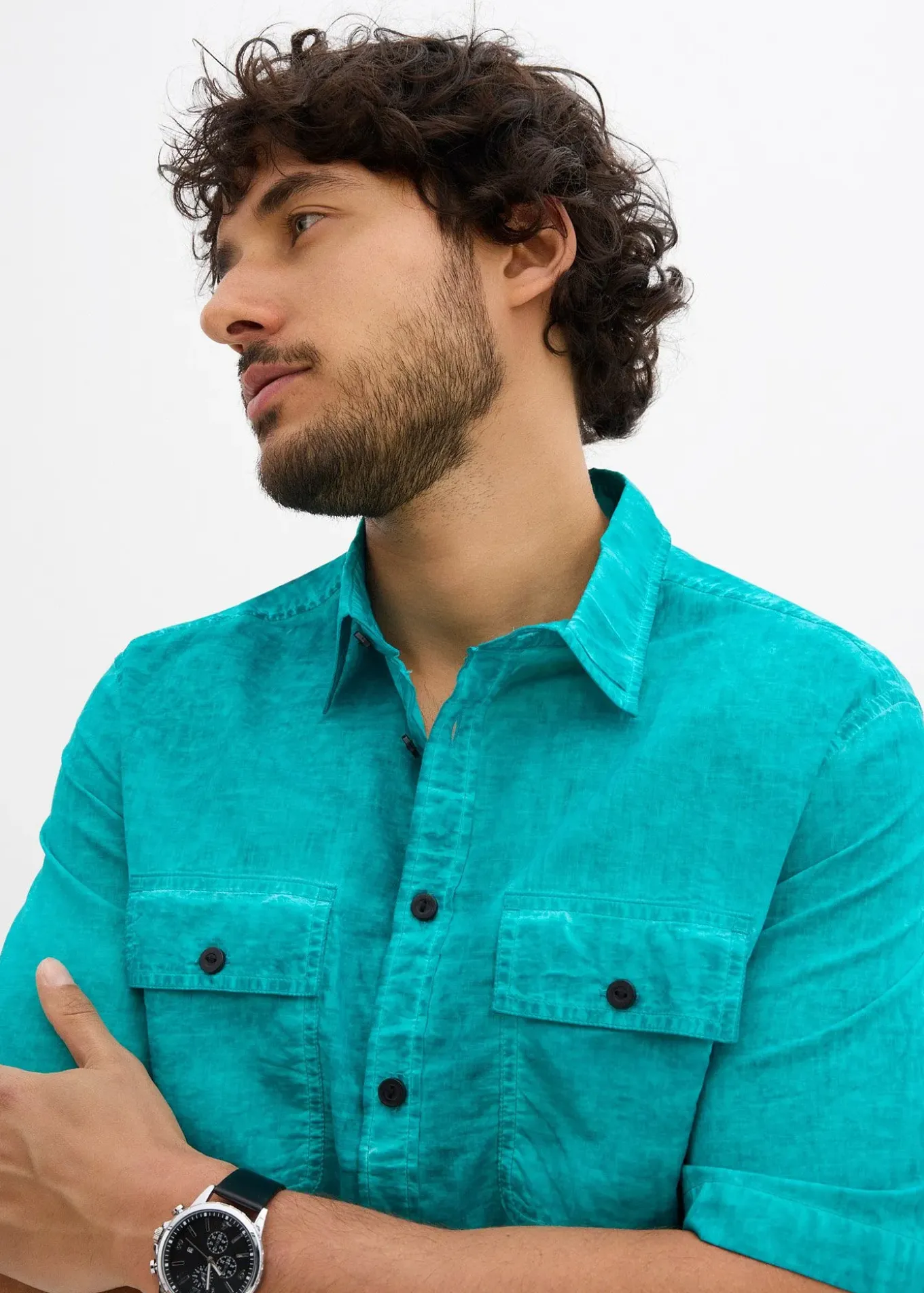 Chemise manches courtes aspect délavé