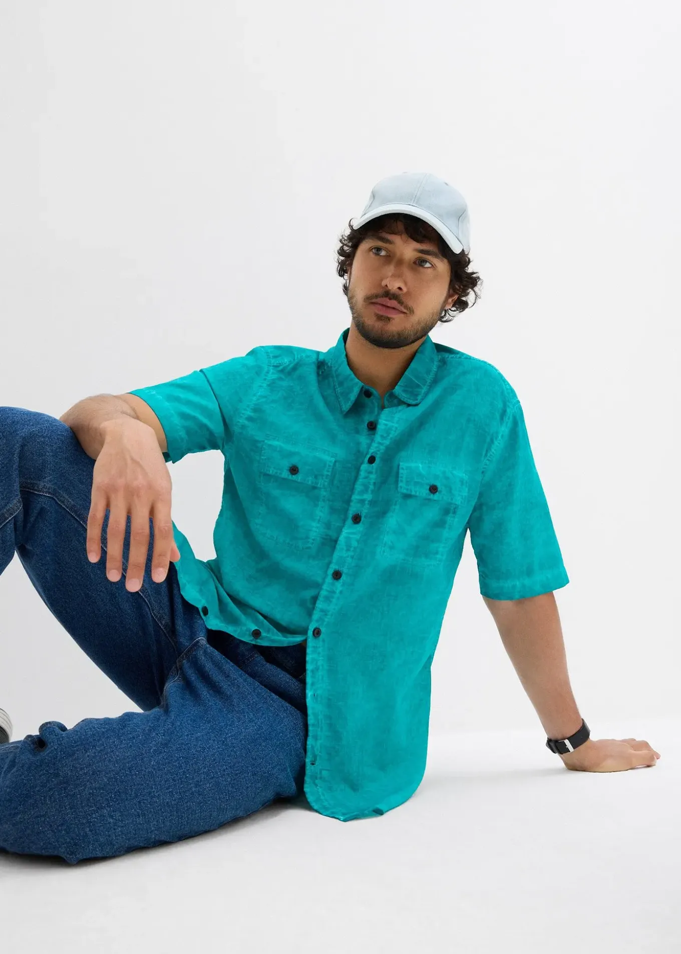 Chemise manches courtes aspect délavé