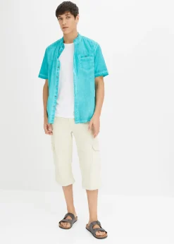 Chemise manches courtes aspect délavé