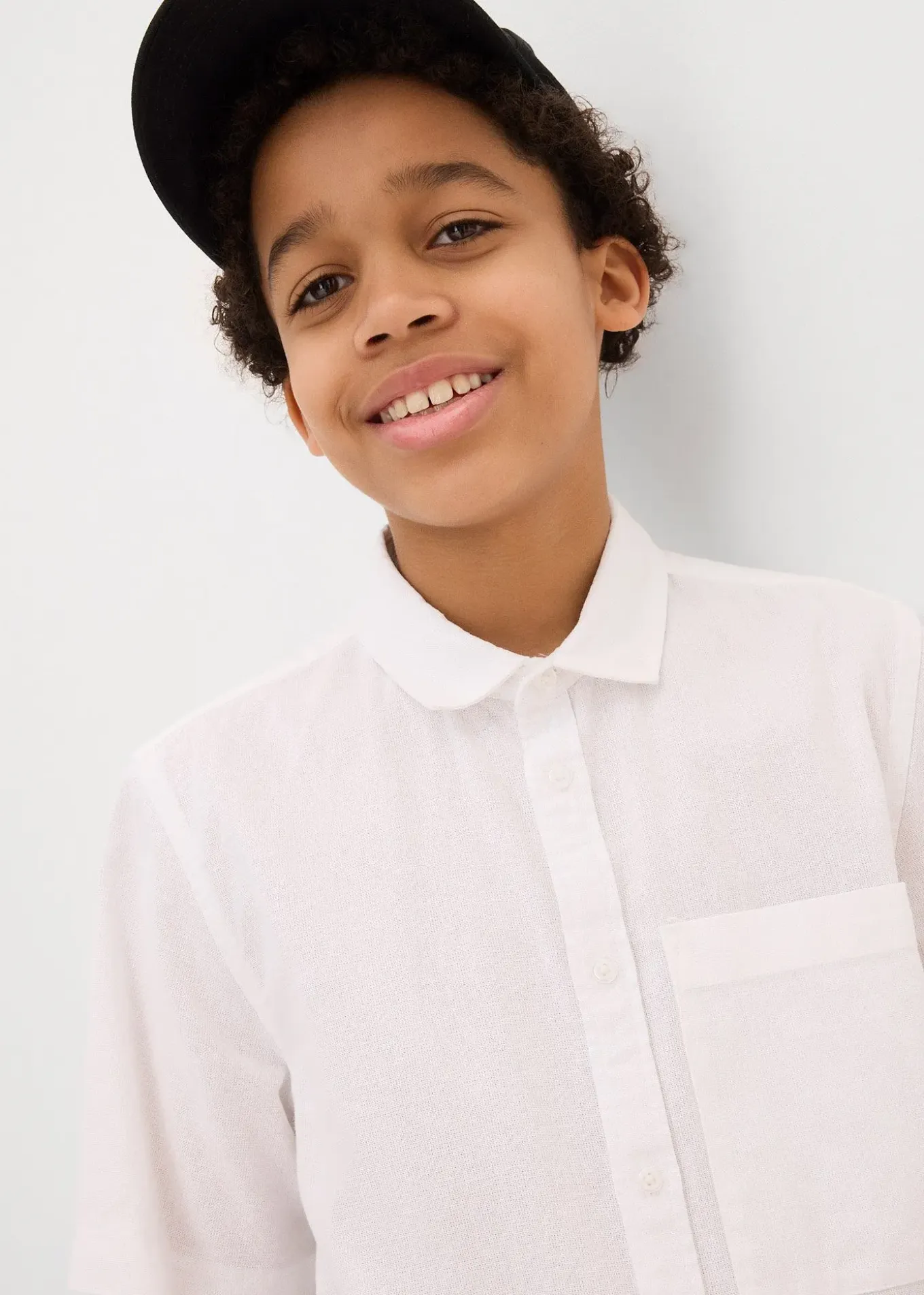 Chemise manches courtes en lin mélangé léger