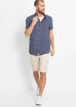 Chemise manches courtes en lin mélangé