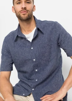 Chemise manches courtes en lin mélangé