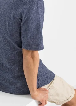 Chemise manches courtes en lin mélangé