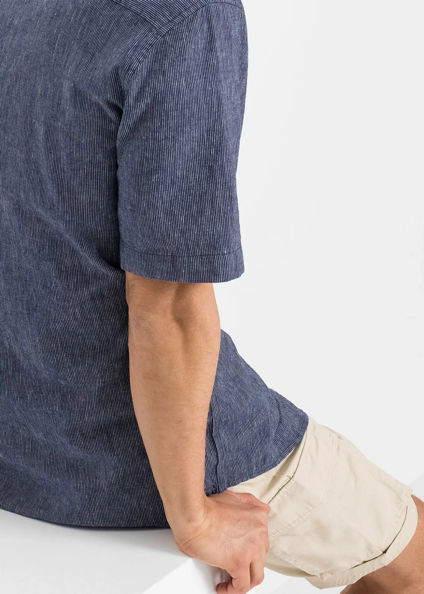 Chemise manches courtes en lin mélangé