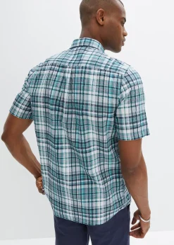 Chemise manches courtes en seersucker 100% coton