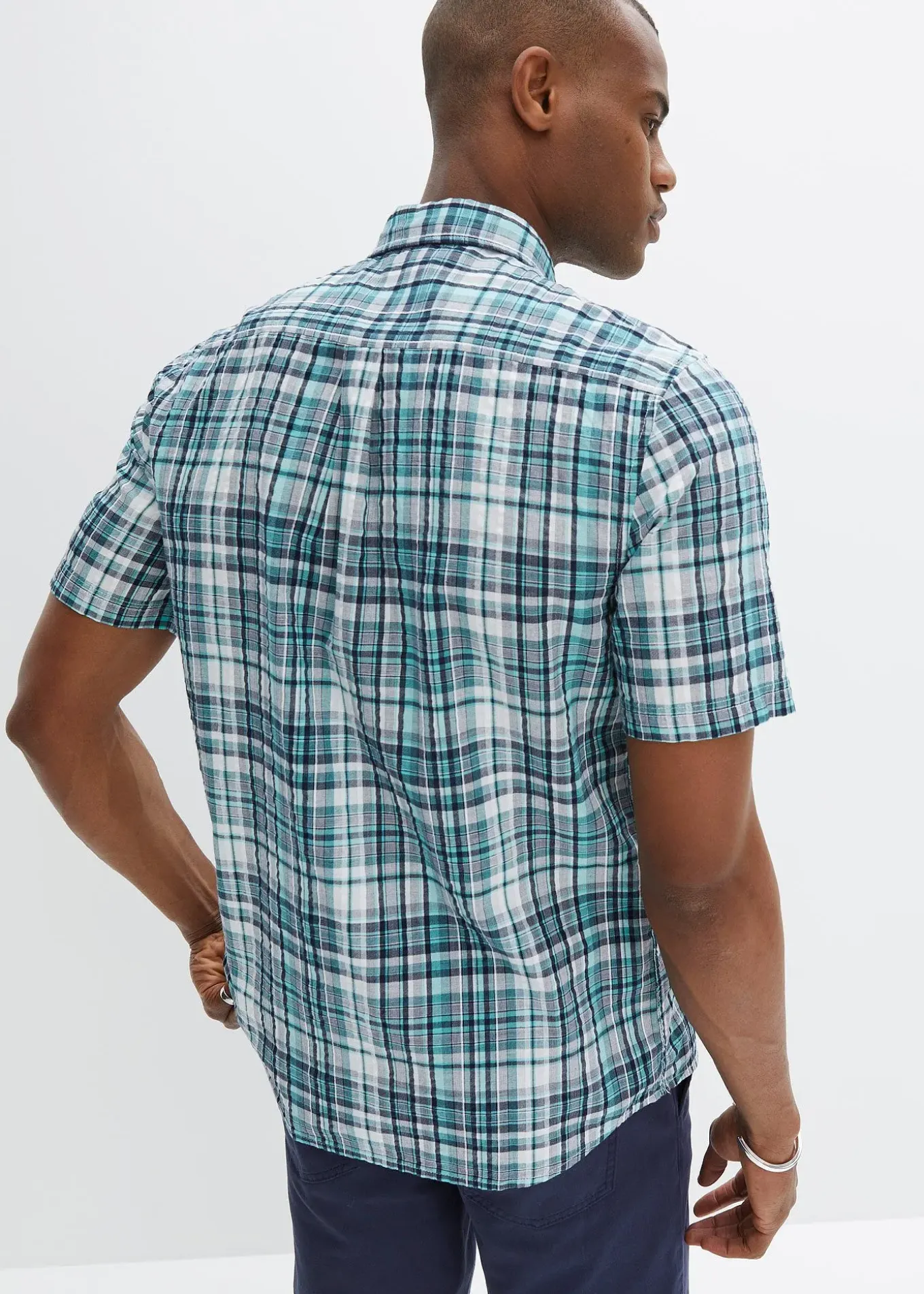 Chemise manches courtes en seersucker 100% coton