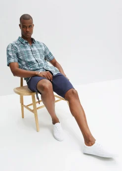 Chemise manches courtes en seersucker 100% coton