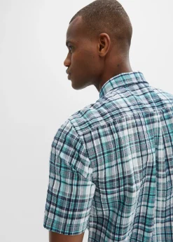 Chemise manches courtes en seersucker 100% coton