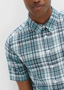 Chemise manches courtes en seersucker 100% coton