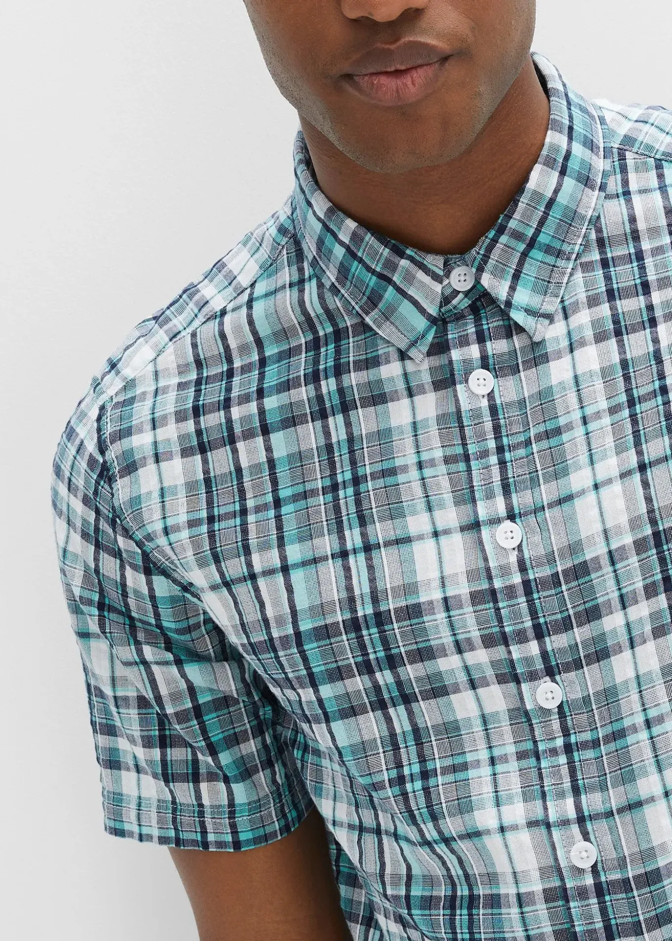 Chemise manches courtes en seersucker 100% coton