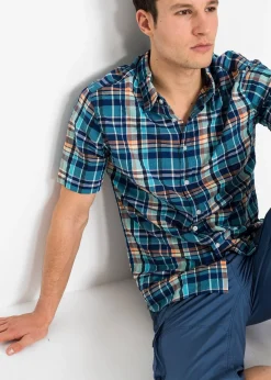 Chemise manches courtes en seersucker 100% coton