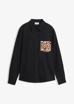 Chemise oversize avec poche poitrine contrastante