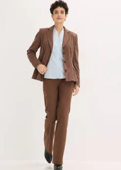 Chemisier à col cygne en popeline extensible légèrement transparente