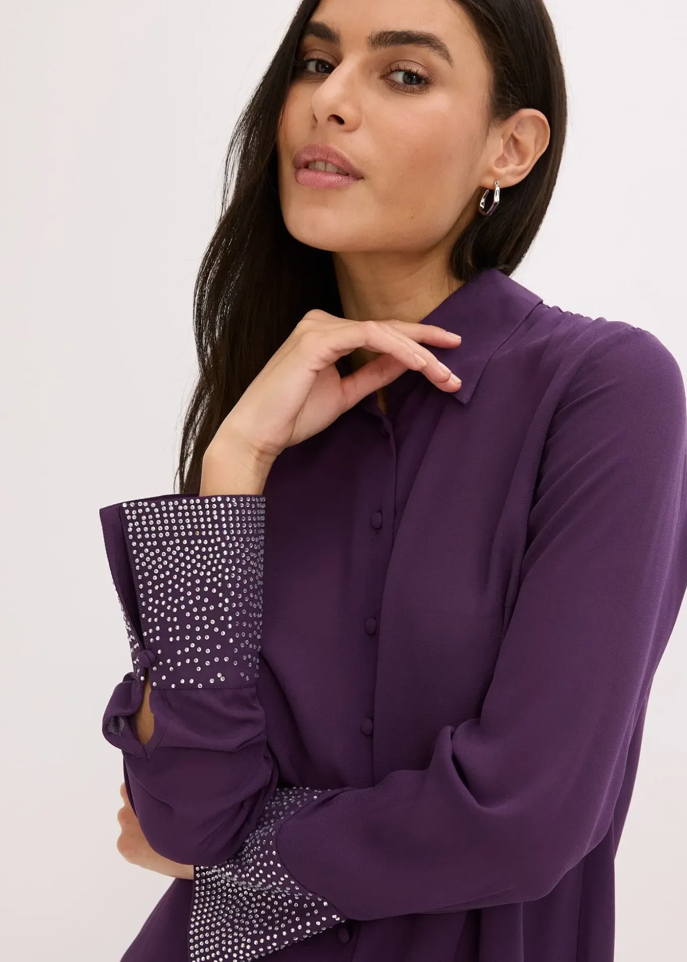 Chemisier avec manchettes à strass