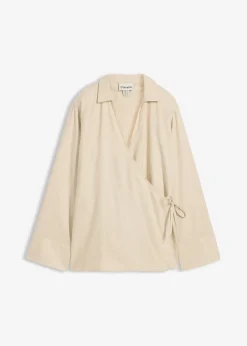 Chemisier cache-cœur en lin mélangé