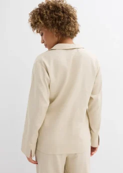 Chemisier cache-cœur en lin mélangé