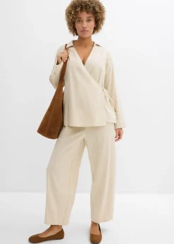 Chemisier cache-cœur en lin mélangé