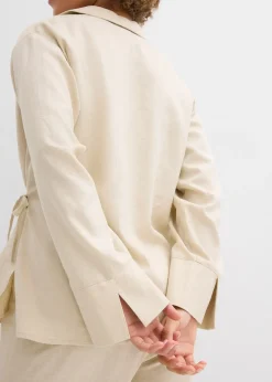 Chemisier cache-cœur en lin mélangé