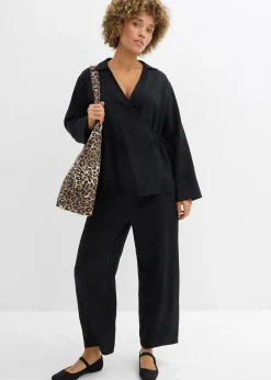 Chemisier cache-cœur en lin mélangé