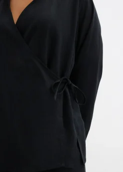 Chemisier cache-cœur en lin mélangé