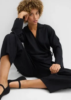 Chemisier cache-cœur en lin mélangé