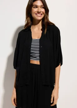 Chemisier court de plage en viscose fluide