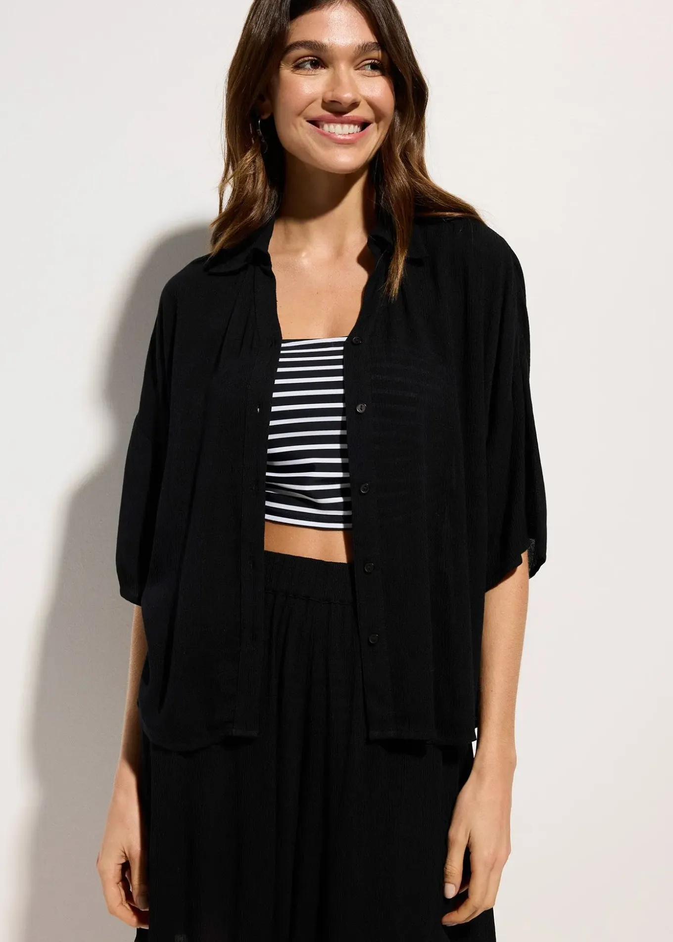 Chemisier court de plage en viscose fluide