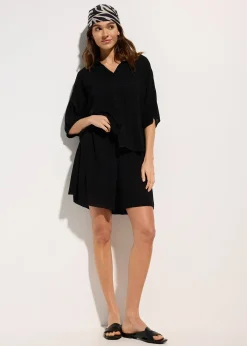 Chemisier court de plage en viscose fluide