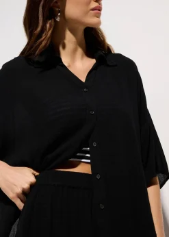 Chemisier court de plage en viscose fluide