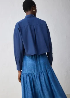 Chemisier court et oversize en coton et soie