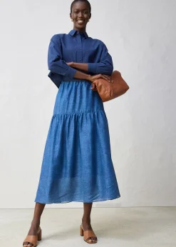 Chemisier court et oversize en coton et soie